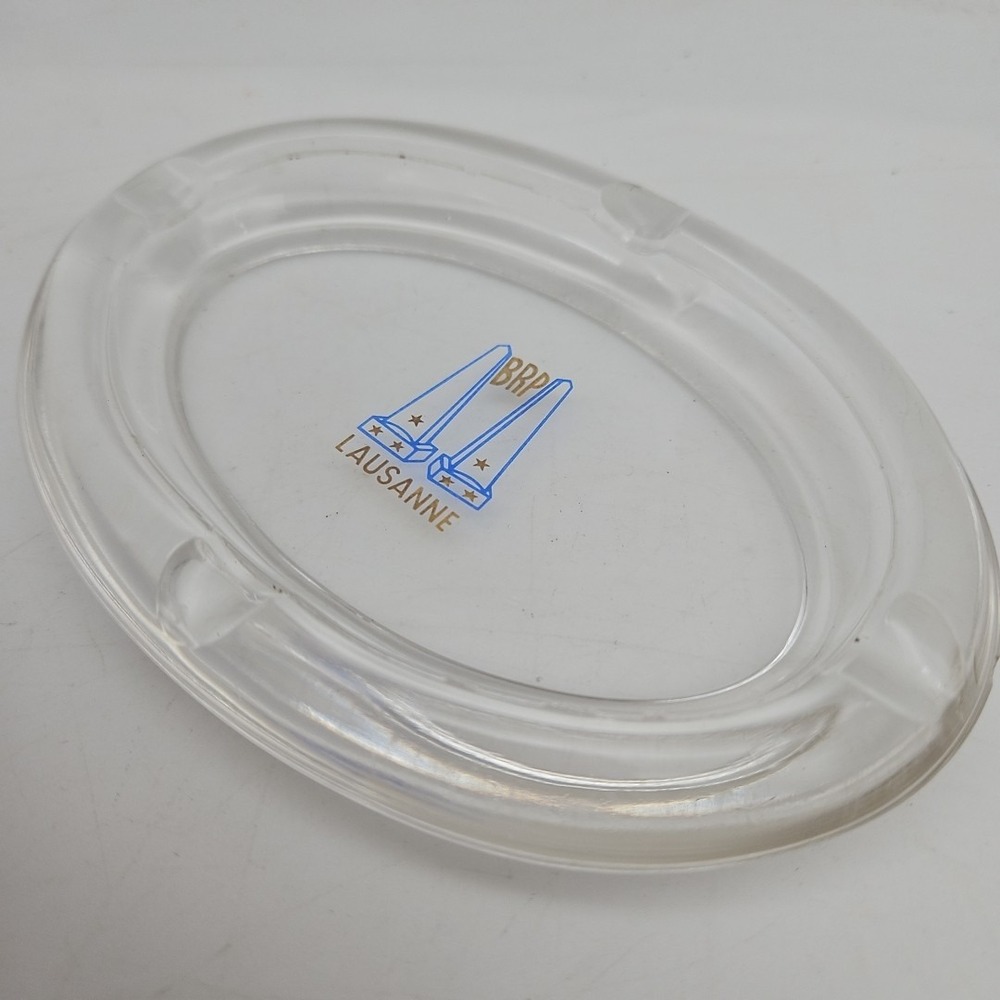 BRP Lausanne Ashtray Beau Rivage Palace Glass Blue Gold Clear - Picture 4 of 5